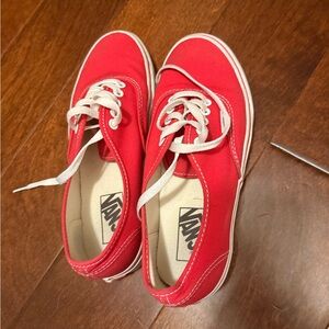 Vans Low-Top Canvas Sneakers in Bright Red with White Laces